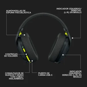 Logitech G435 LIGHTSPEED Auriculares Gaming Inalámbricos Negros con Dolby